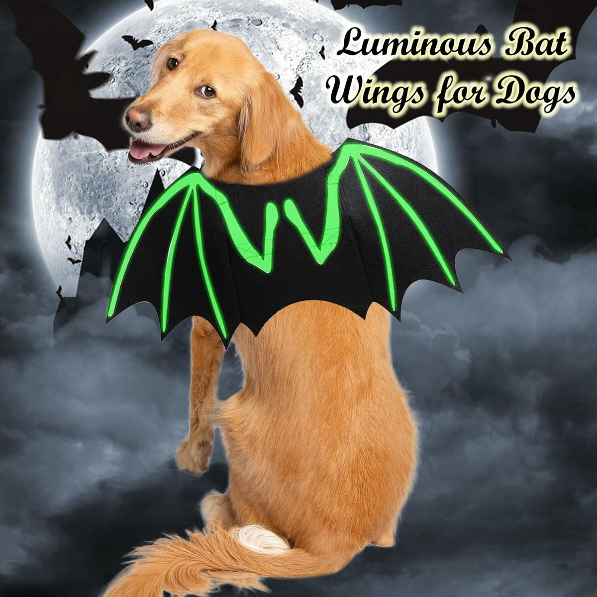 Dog Halloween Costumes Bat Costume Cool Luminous Skeleton Bone Bat Wings Pets