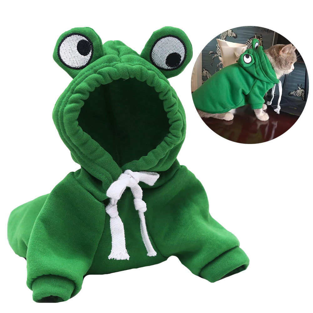 Soft Warm Cat Clothes For Small Dogs Cats Funny Halloween Cosplay Frog Costume Kittens