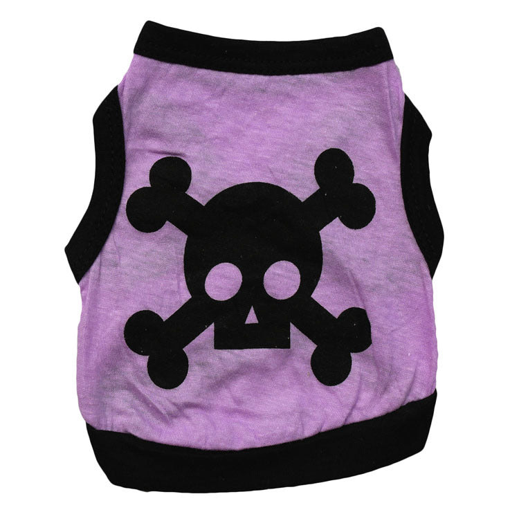 Dog Vest Skull Bones Halloween Cosplay Dog Tank Top Colr Blocking Stretch Cats Costumes