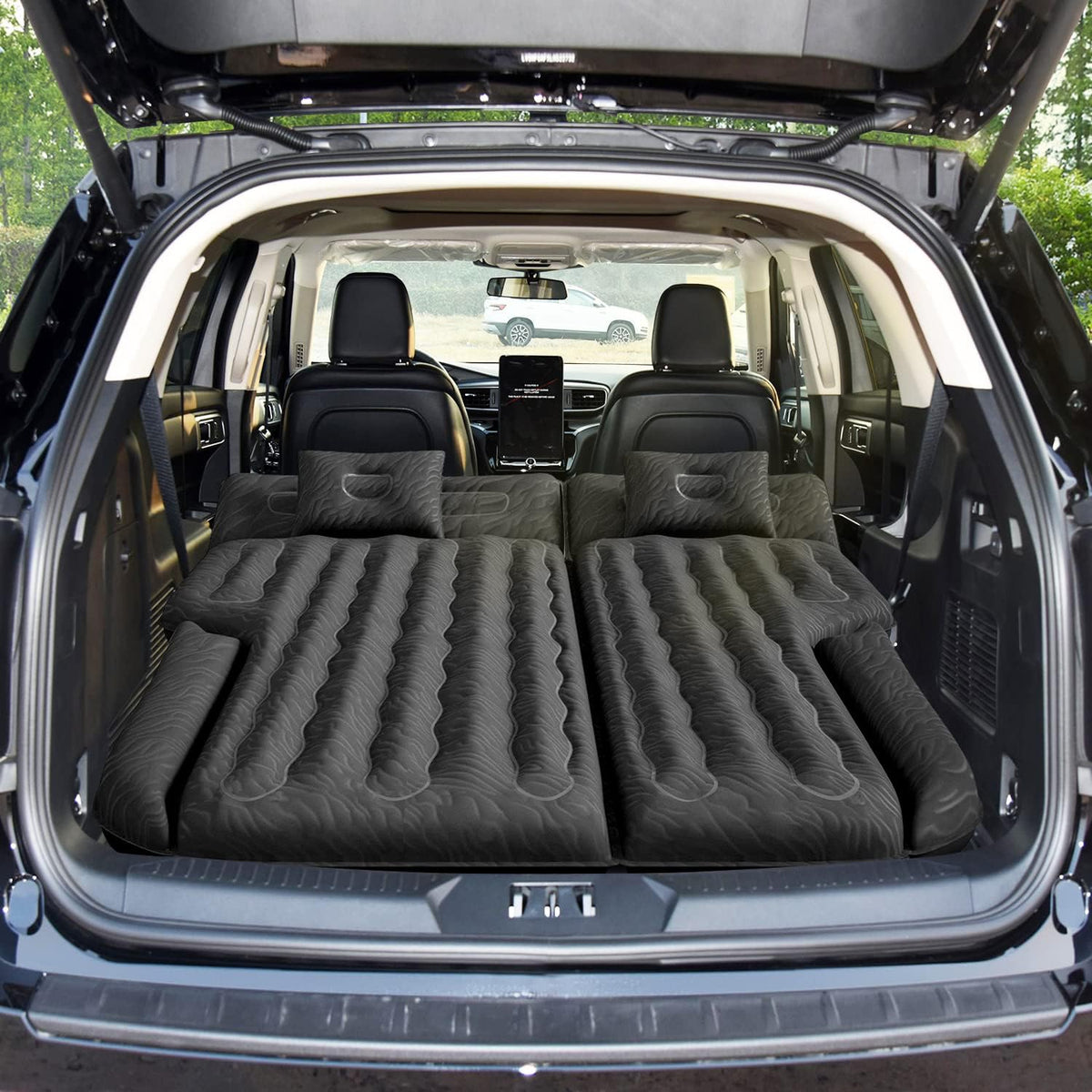 SUV Air Mattress Upgraded Flocking Extra Thick Surface w/ Electric Pump,3M Charging Cable