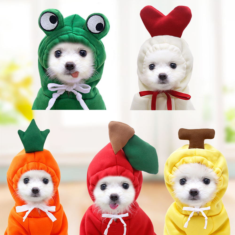 Cute Fruit Clothes For Small Dogs Hoodies Warm Fleece Cat Costume French Chihuahua Outfit