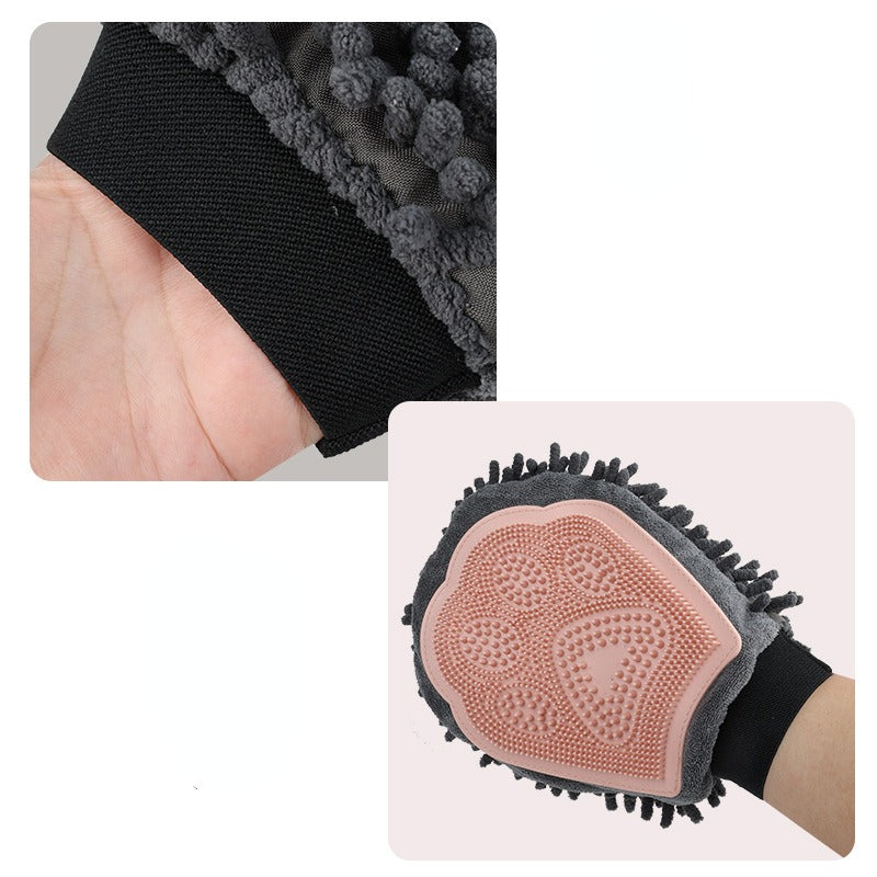 Pet Bathing Brush 2-in-1 Glove For Brushing, Massaging, Drying Grooming Kit For Dog Cat