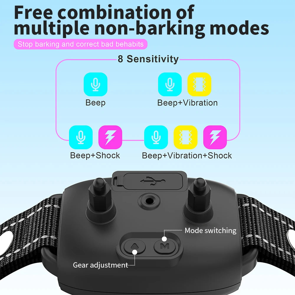 Smart Automatic Anti Barking Dog Collar Rechargeable HD Digital Display Waterproof
