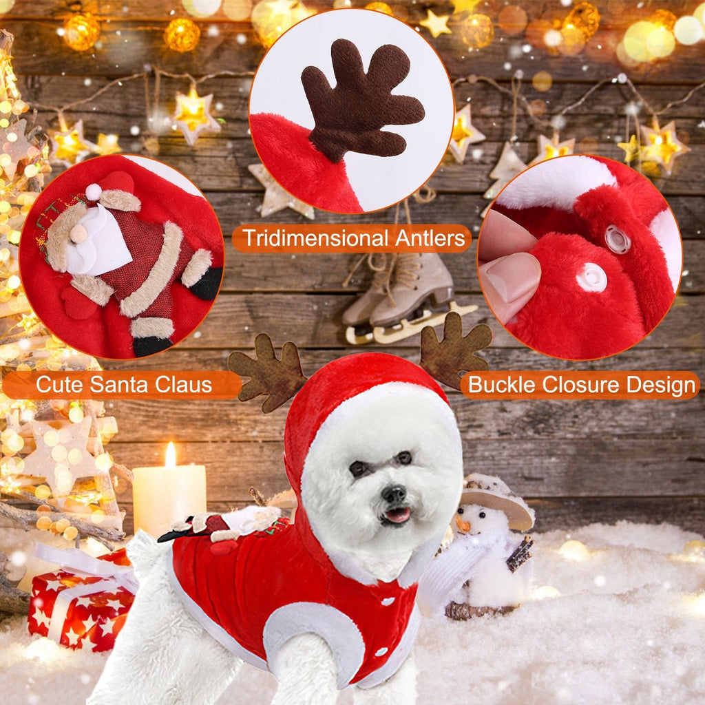 Pet Christmas Clothes Santa Claus Reindeer Antlers  New Year Coat Small Medium Dogs Cats