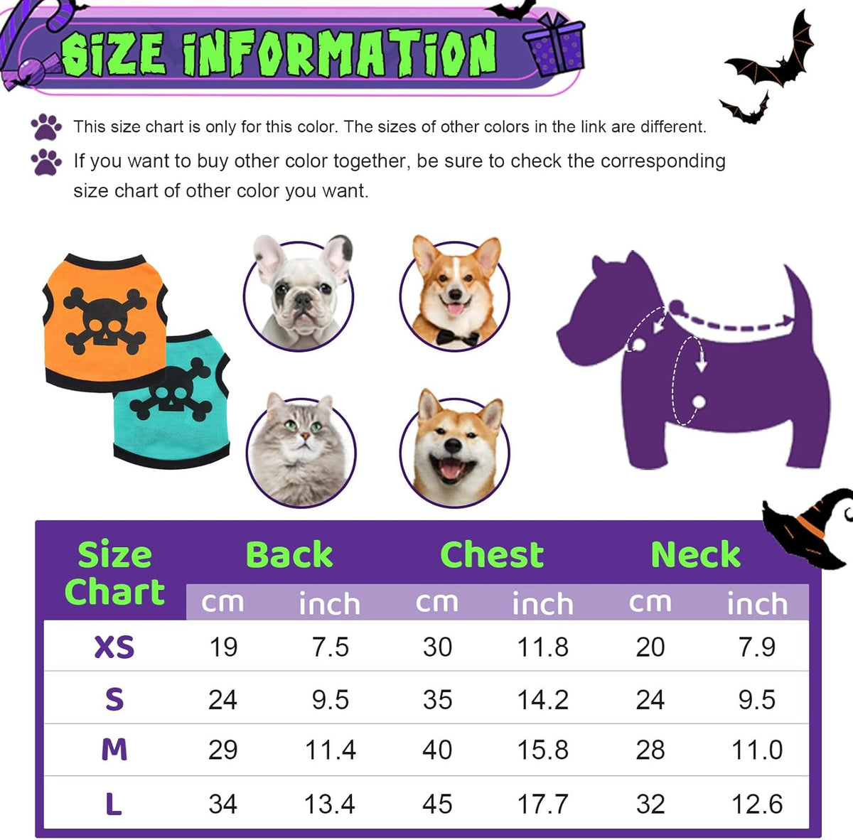 Dog Vest Skull Bones Halloween Cosplay Dog Tank Top Colr Blocking Stretch Cats Costumes