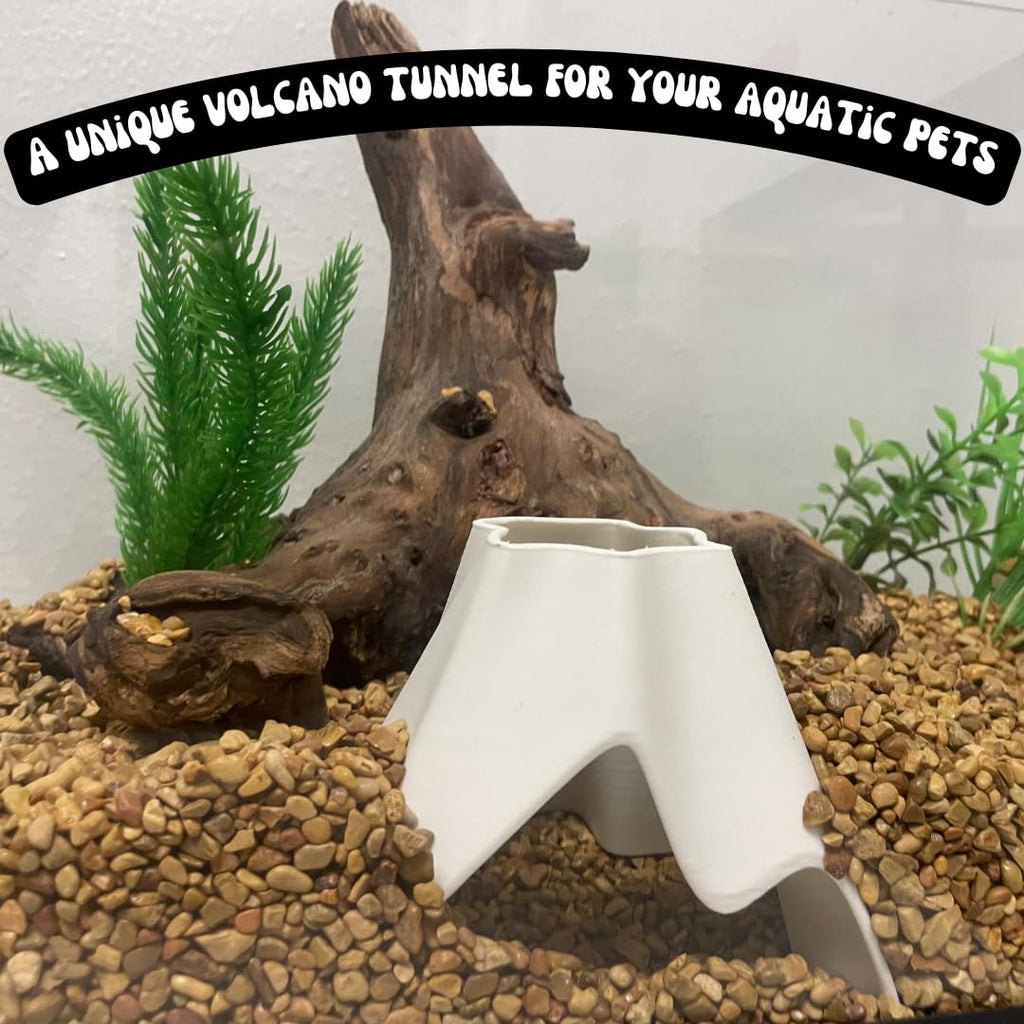 Aquarium Volcano Tunnel for Fish, Shrimp, Loaches, Eels, Amphibians & More Fish Hideout