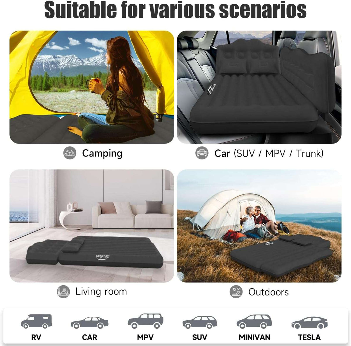 Thicken Backseat SUV/Car/Truck Air Mattress Air Bed Inflatable Truck Mattress -35.4'' Width