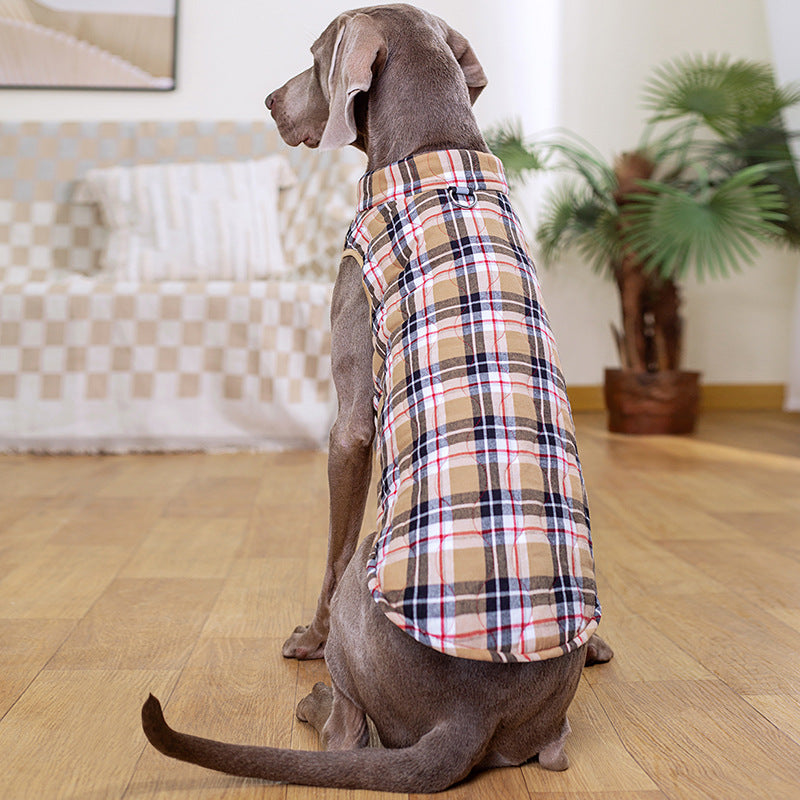 Winter Pet Dog Clothes Heavy Cotton Jacket Plaid Zipper Down Jacket Pets Supplies