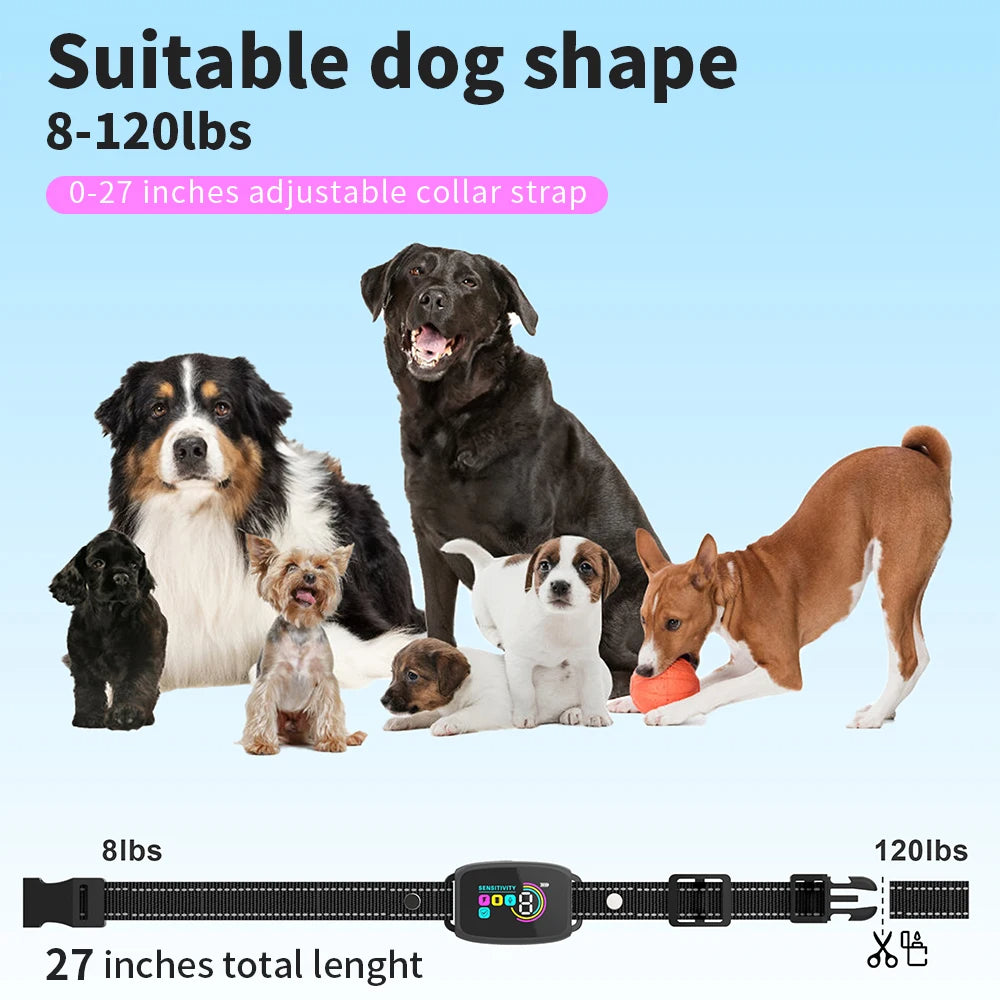 Smart Automatic Anti Barking Dog Collar Rechargeable HD Digital Display Waterproof