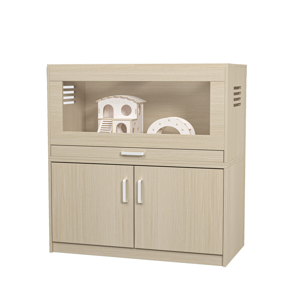 Squirrel Cage, Wood w/ Independent Storage Cabinet Easy View Acrylic Panels
