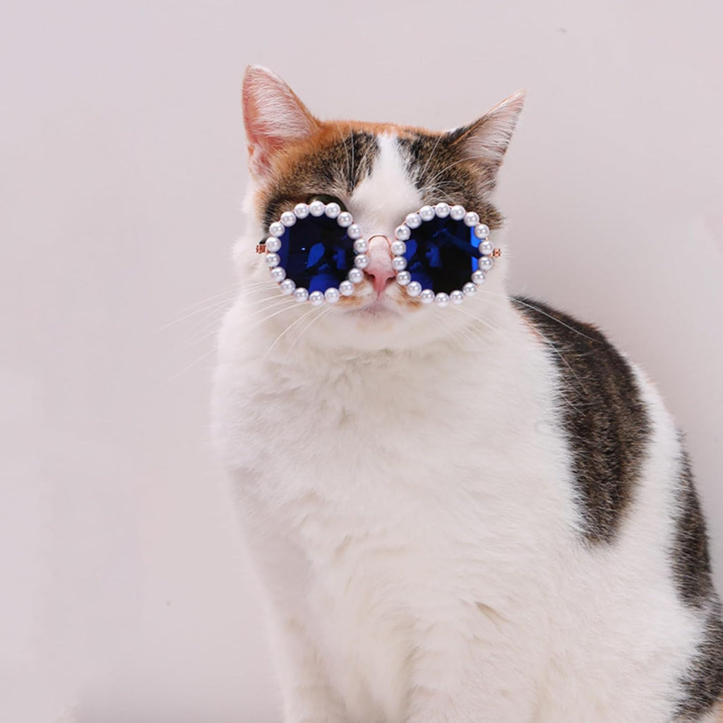 Cat And Dog Pearl Sunglasses - Pet Extravagant Funny Costumes For Party