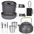 12Pcs Camping Cookware Set Stove Aluminum Pot Pans Kit for Outdoor w/ Eating Utensils