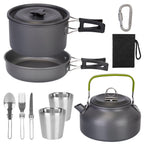 12Pcs Camping Cookware Set Stove Aluminum Pot Pans Kit for Outdoor w/ Eating Utensils