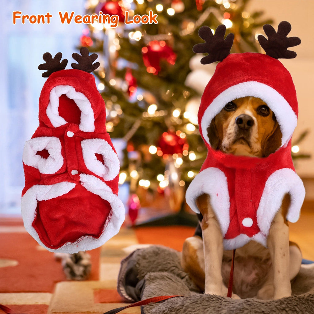 Pet Christmas Clothes Santa Claus Reindeer Antlers  New Year Coat Small Medium Dogs Cats