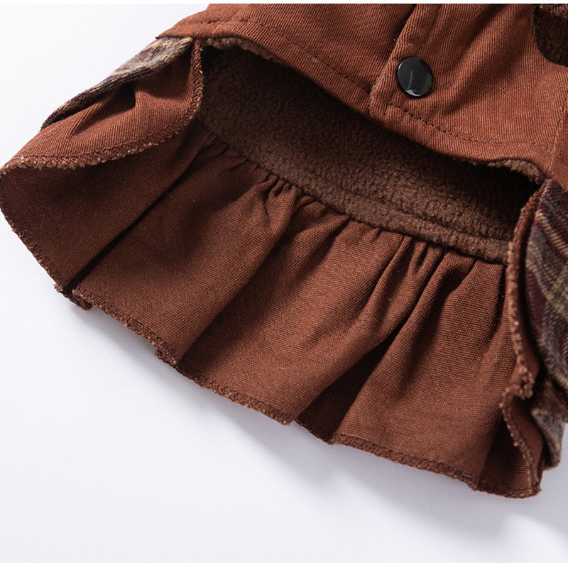 Cozy Pet Sweater Dress - Fleece-Lined Dog Skirt And Cat Winter Clothes With Ruffle Trim