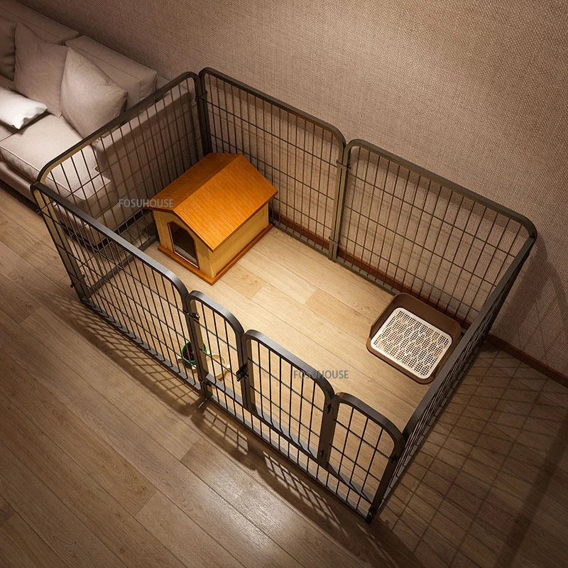 Modern Wrought Iron Fence Small Medium Size Dog Teddy Corgi Isolation Door Indoor Kennel