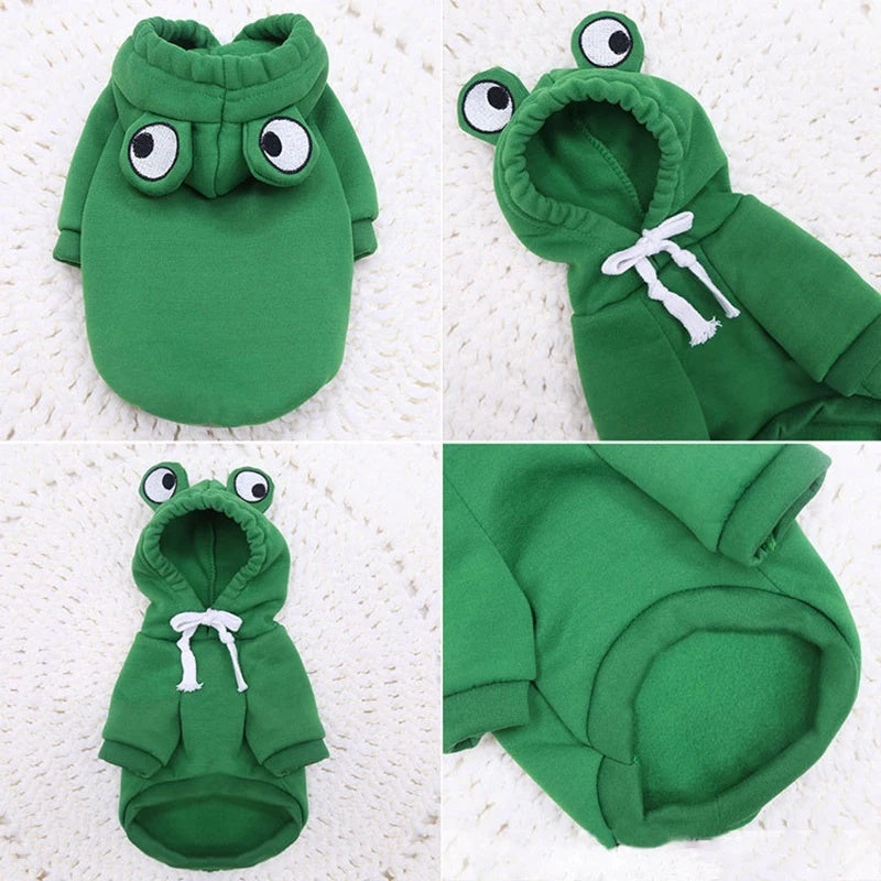 Soft Warm Cat Clothes For Small Dogs Cats Funny Halloween Cosplay Frog Costume Kittens