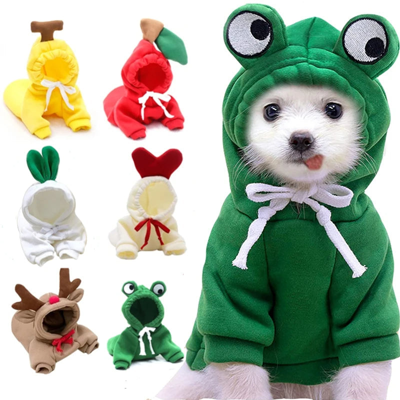 Cute Fruit Clothes For Small Dogs Hoodies Warm Fleece Cat Costume French Chihuahua Outfit