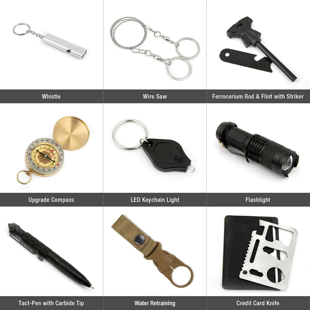 14 in 1 Outdoor Emergency Survival Safety Gear Kit Camping Tactical Tools SOS EDC Case