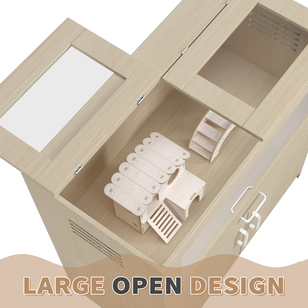 Squirrel Cage, Wood w/ Independent Storage Cabinet Easy View Acrylic Panels