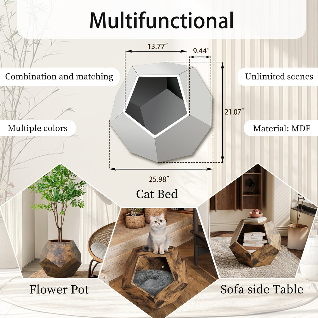 25.98'' Modern Pet Furniture Cat Kennel Side Table Multi-Purpose Furniture Antique Wood
