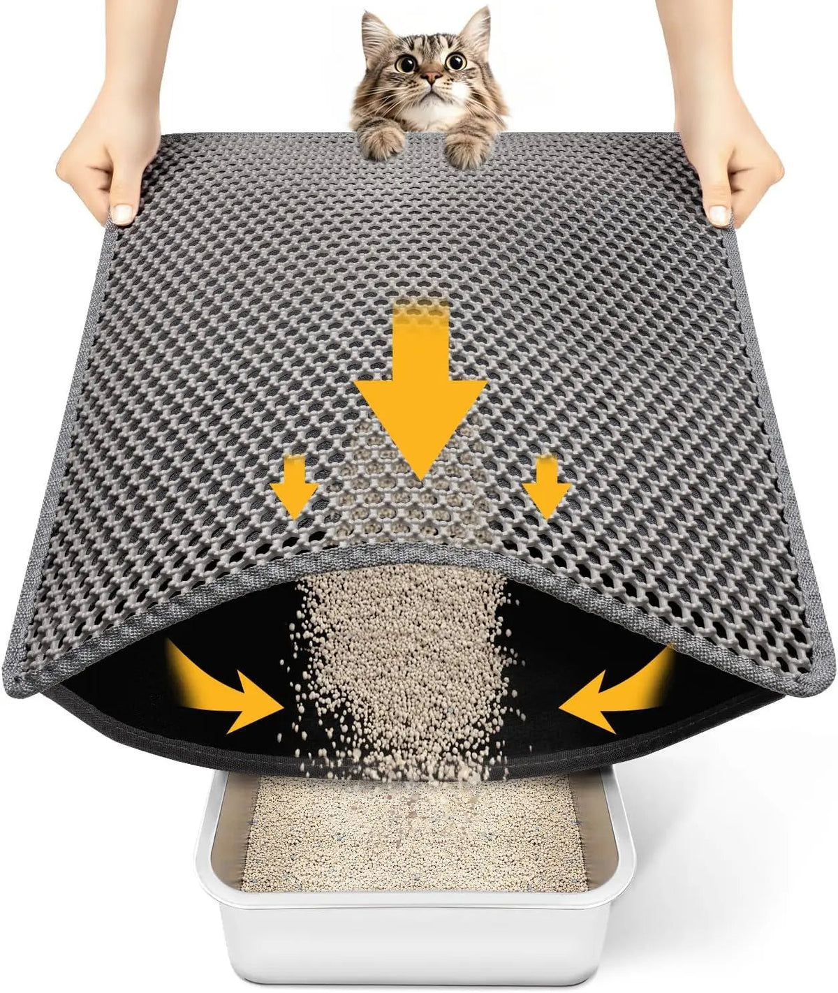 Cat Litter Mat –Waterproof & Urine Proof, Scatter Control, Easy Clean, Washable, BPA-Free