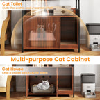 Cat Litter Box Enclosure with Storage Shelves and Scratching Pad
