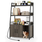 Cat Litter Box Enclosure with Storage Shelves and Scratching Pad