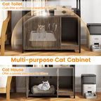 Cat Litter Box Enclosure with Storage Shelves and Scratching Pad
