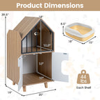 Cat Litter Box Enclosure with Shelf and Double Doors