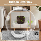 Cat Litter Box Enclosure with Shelf and Double Doors