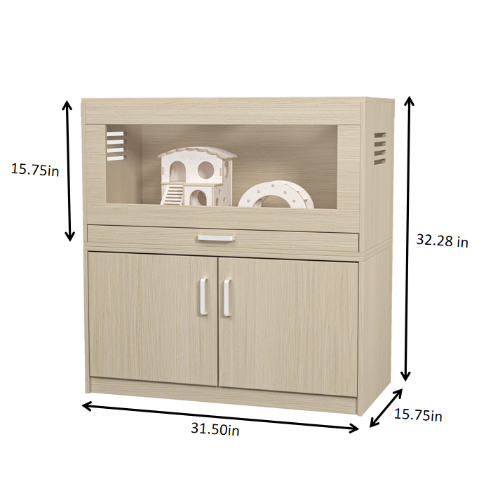Squirrel Cage, Wood w/ Independent Storage Cabinet Easy View Acrylic Panels