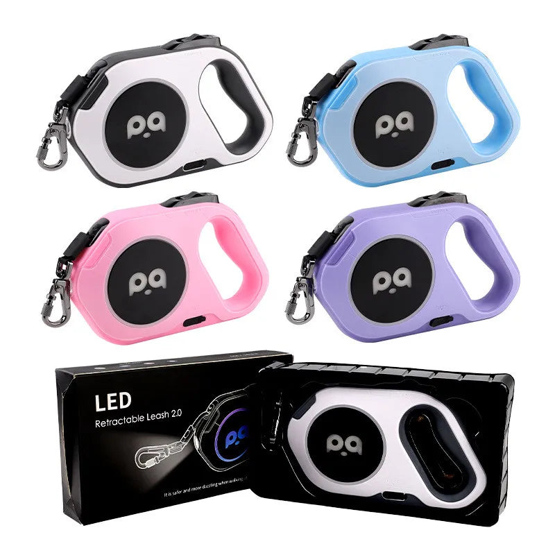 Automatic Retractable Leash LED Luminous Light Straps Small Medium Dog Walking Running