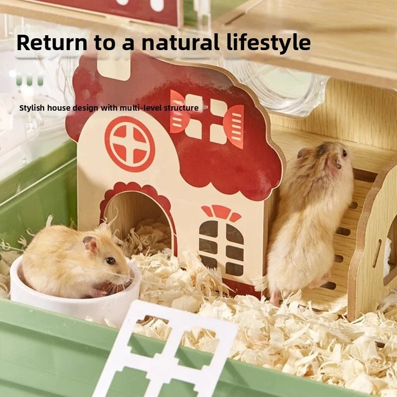 3-Story Hamster Mansion Large Transparent Habitat Full Ventilation Deep Base Natural