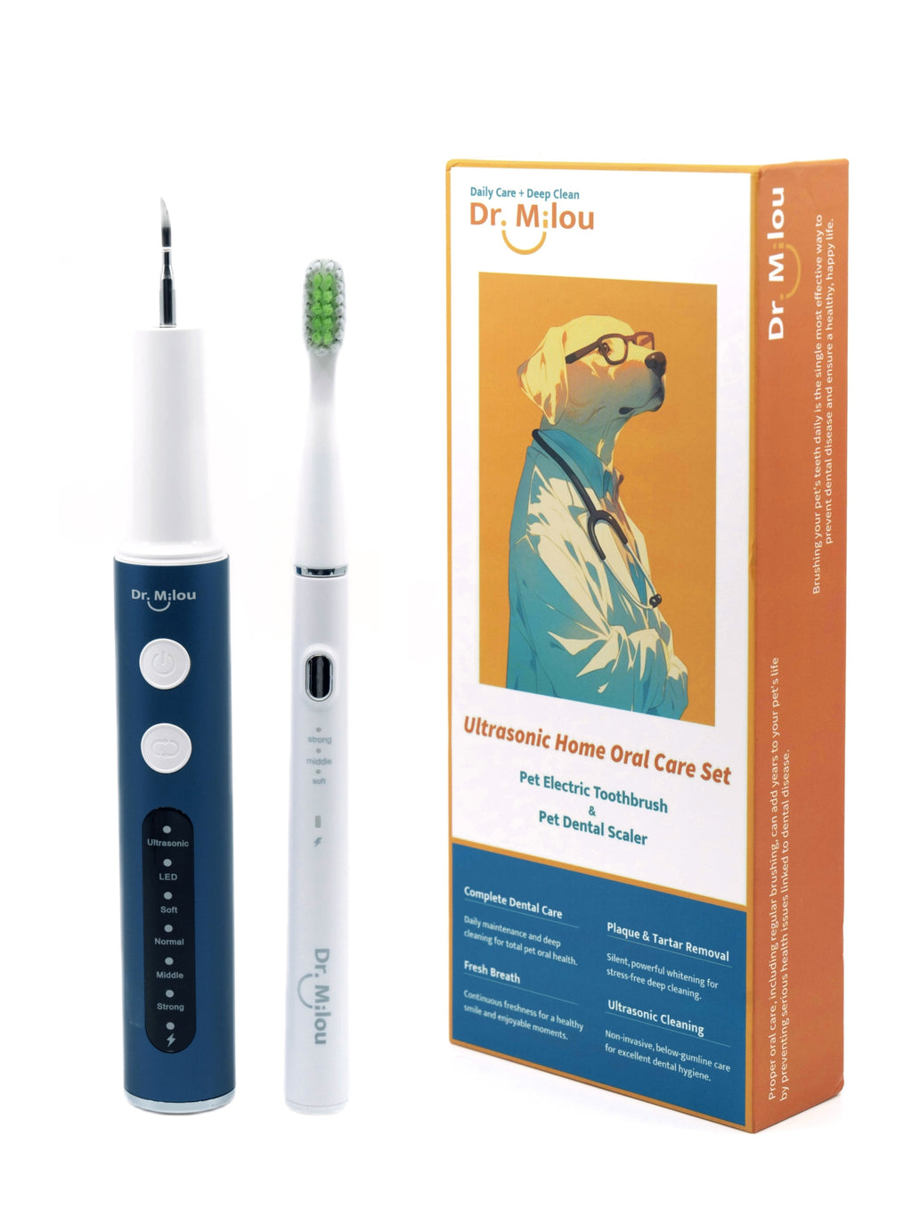 Anesthesia-Free Dental Cleaning Kit Ultrasonic Tartar Remover Toothbrush for Dogs & Cats