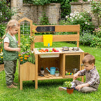 Wooden Mud Kitchen for Kids with Detachable Bird Cage