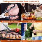 19Pcs Camping Cooking Utensil Kit Portable Picnic Cookware Outdoor Kitchen Equipment Gearr