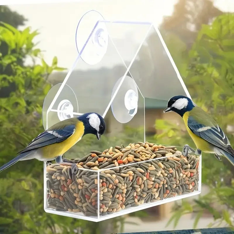 Transparent Bird Feeder Birds House for Outdoor Window