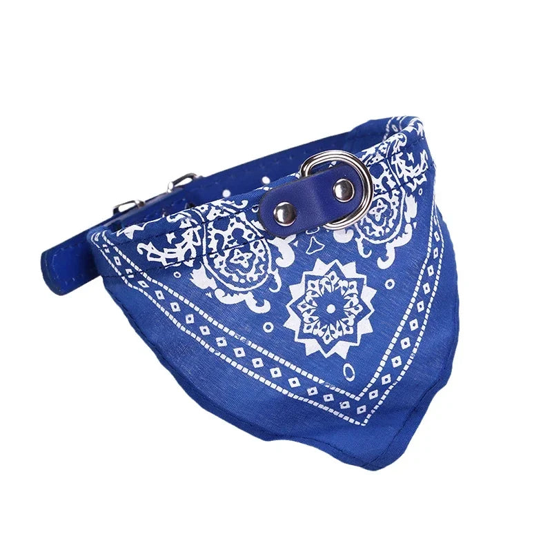 Adjustable PU Dog Cat Collar w/ Detachable Scarf AccessoriesSmall Medium Dogs and Cats