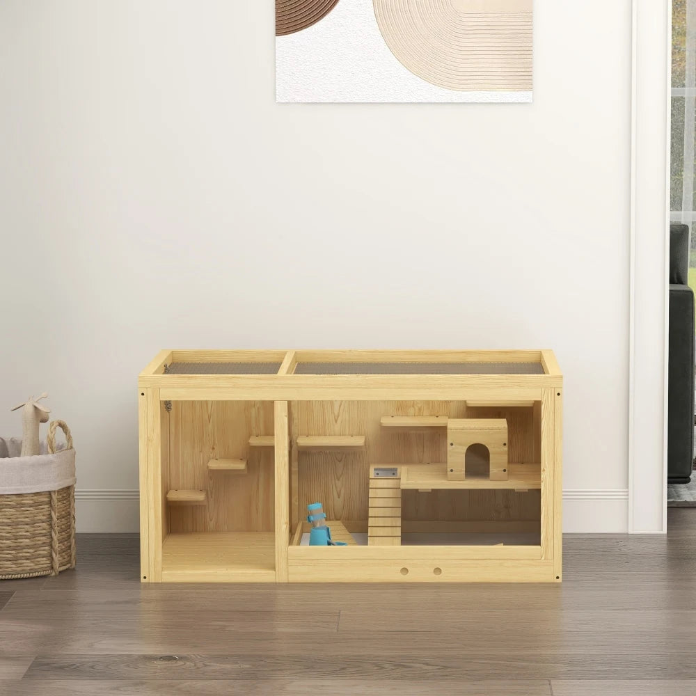 Extra Large Multi - Layer Cage Wooden with Pull - Out Tray And Openable Top