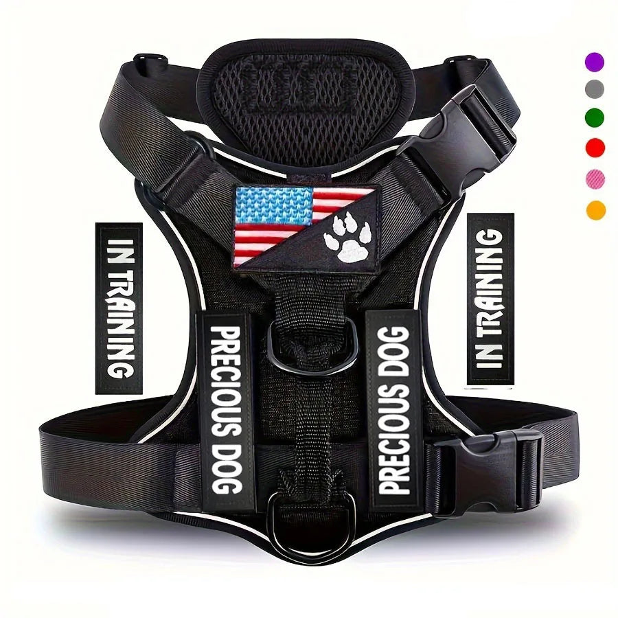 Service Dog Harness, Reflective Dog Vest with 5 PCS Patches, Adjustable Soft