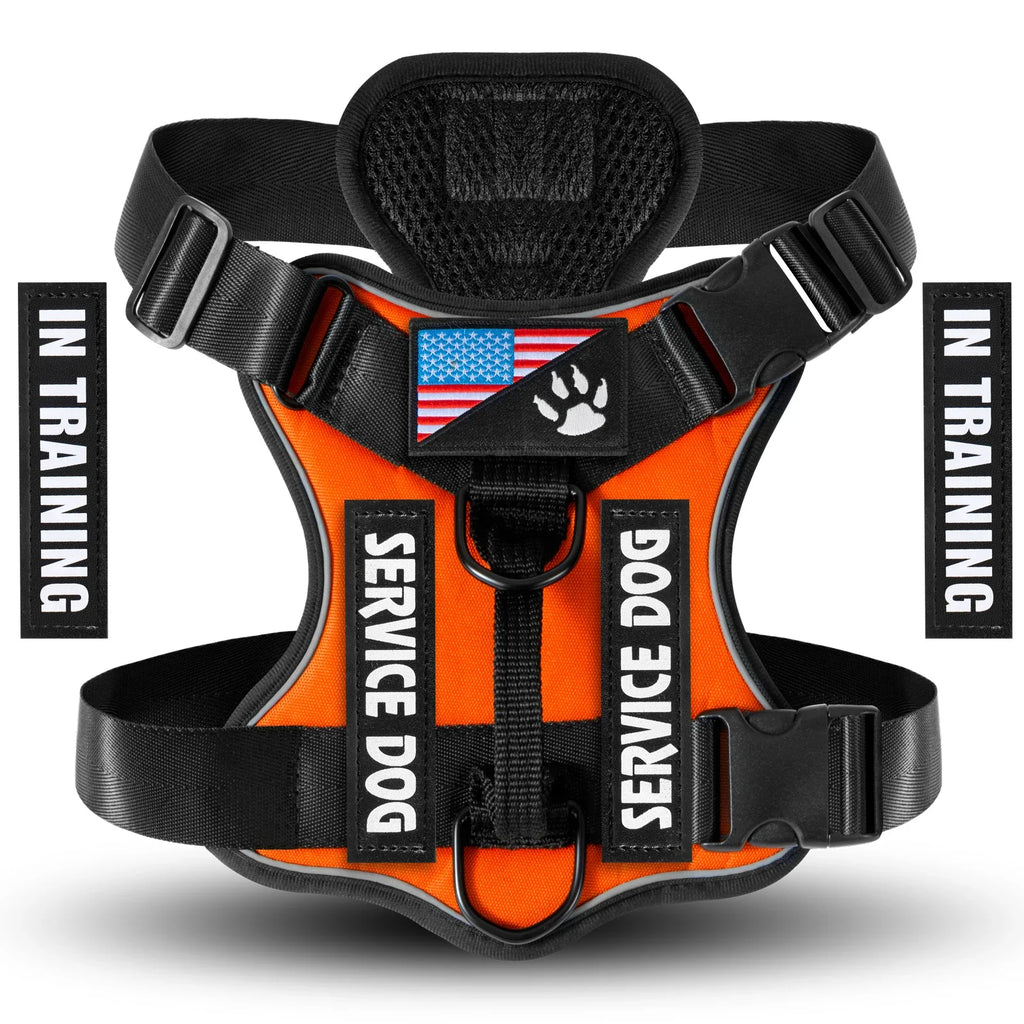 Service Dog Harness, Reflective Dog Vest with 5 PCS Patches, Adjustable Soft