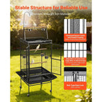 32.7x31.1x82.7 inch Bird Cage, Open Flat Top, Slide-Out Tray