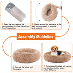 Anti-Slip Round Fluffy Calming Washable Dog Bed