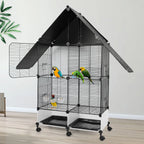 Large 2 tier Bird Cage with
Wheels Stand House Shape