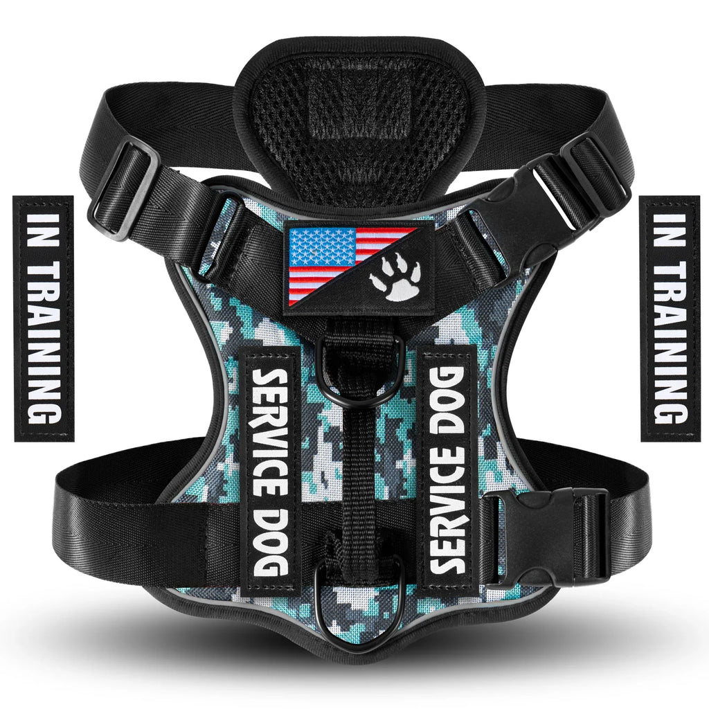 Service Dog Harness, Reflective Dog Vest with 5 PCS Patches, Adjustable Soft
