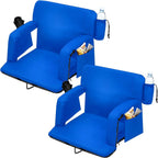 2 Pcs Reclining Stadium Seat Padded Backrest Adjustable Armrests for Outdoor Camping