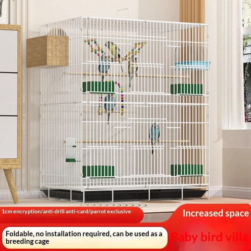 Foldable Extra Tall Metal Bird Cage Parakeet Cockatiel Portable Travel Home Use Easy Storage