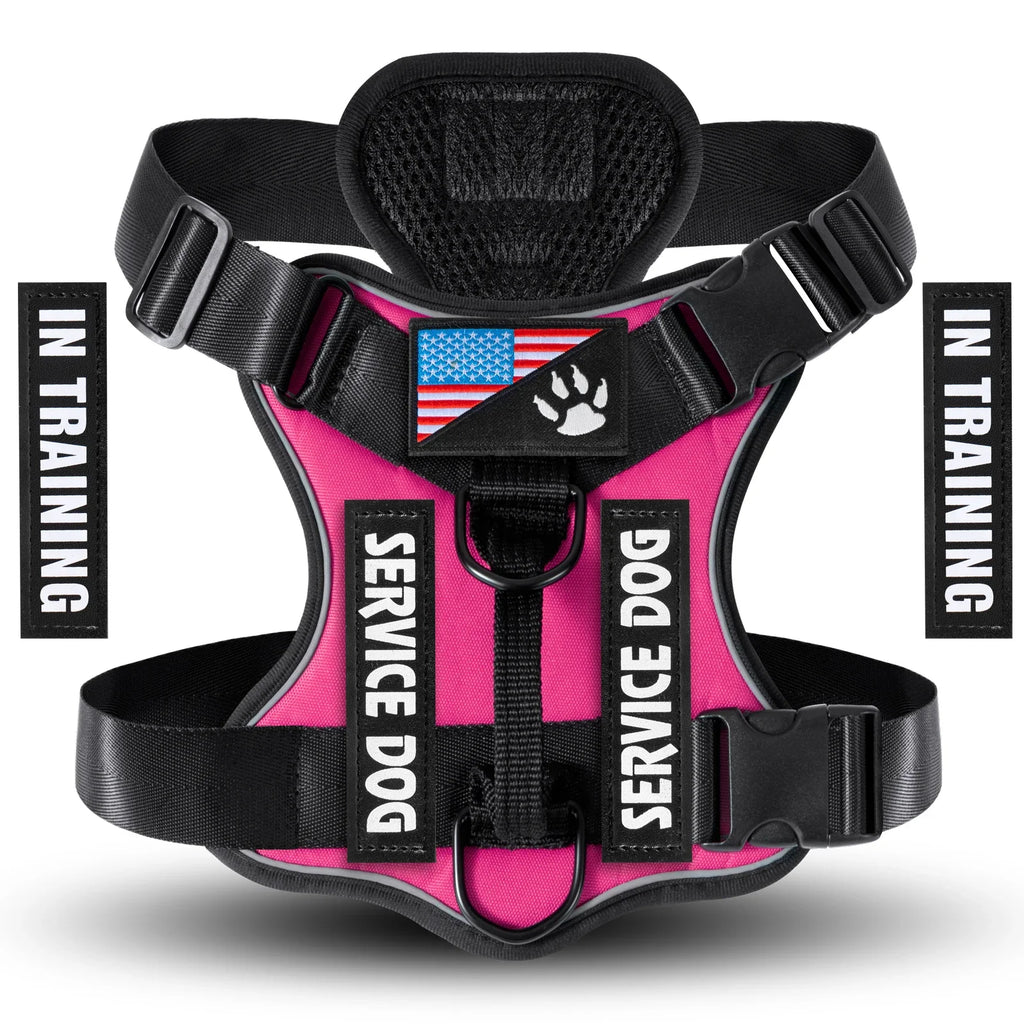 Service Dog Harness, Reflective Dog Vest with 5 PCS Patches, Adjustable Soft