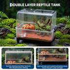 Reptile Tank Starter Kit, Terrarium, Small Reptile Habitat with Lid, Heating Pad, Hygrometer